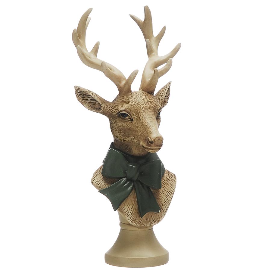 Stag Head With Green Bow